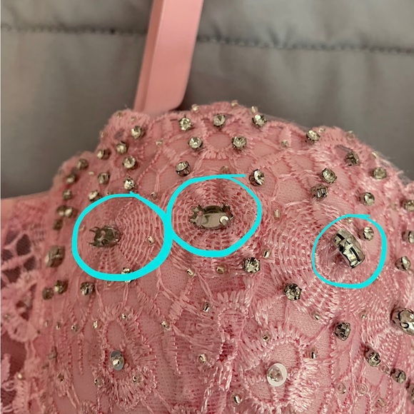 Lace Rhinestone Bustier Crop Top | Light Pink - Picture 4 of 4